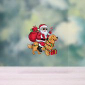 Kerstverlichting Santa Riding Golden Retriever Dog Acryl Bord (Neutraal)