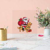 Kerstverlichting Santa Riding Golden Retriever Dog Acryl Bord (Huwelijk)