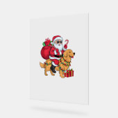 Kerstverlichting Santa Riding Golden Retriever Dog Acryl Bord (Hoek)