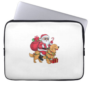 Kerstverlichting Santa Riding Golden Retriever Dog Laptop Sleeve
