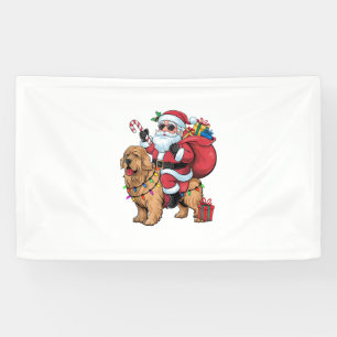 Kerstverlichting Santa Riding Golden Retriever Dog Spandoek
