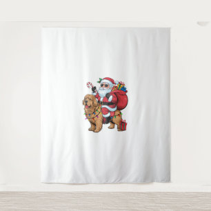 Kerstverlichting Santa Riding Golden Retriever Dog Wandkleed