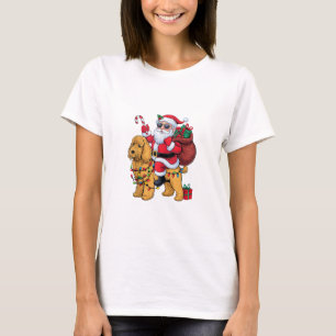Kerstverlichting Santa Riding Goldendoodle Dog Chr T-shirt