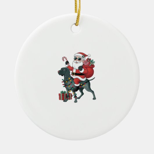 Kerstverlichting Santa Riding Great Dane Dog Kerst Keramisch Ornament (Voorkant)