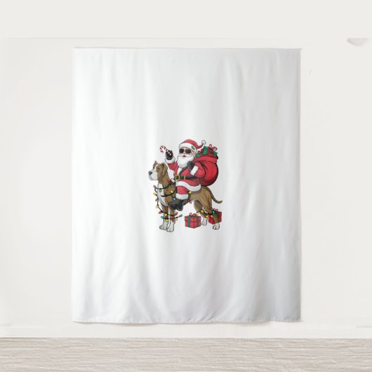 Kerstverlichting Santa Riding Great Dane Dog Kerst Wandkleed (Voorkant)