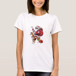 Kerstverlichting Santa Riding Greyhound Dog Christ T-shirt
