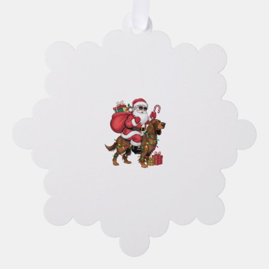 Kerstverlichting Santa Riding Irish Setter Dog Chr Ornament Kaart (Voorkant)