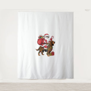 Kerstverlichting Santa Riding Irish Setter Dog Chr Wandkleed