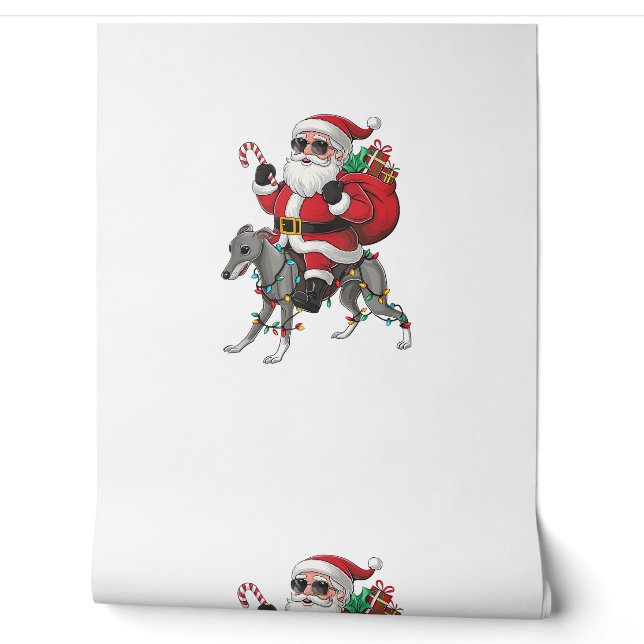 Kerstverlichting Santa Riding Italiaanse Greyhound Behang (Afrollen)