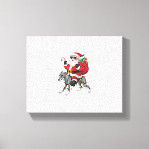 Kerstverlichting Santa Riding Italiaanse Greyhound Canvas Afdruk