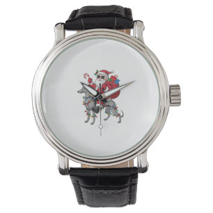 Kerstverlichting Santa Riding Italiaanse Greyhound Horloge