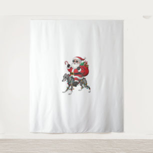 Kerstverlichting Santa Riding Italiaanse Greyhound Wandkleed