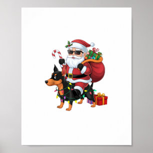 Kerstverlichting Santa Riding Miniatuur Pinscher H Poster