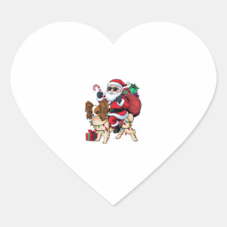 Kerstverlichting Santa Riding Papillon Hond Kerstm Hart Sticker