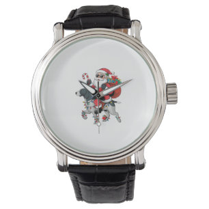 Kerstverlichting Santa Riding Pointing Dog Christm Horloge