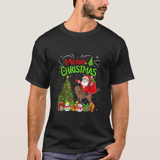 Kerstverlichting Santa Riding Rhodesian Ridgeback T-shirt (Voorkant)