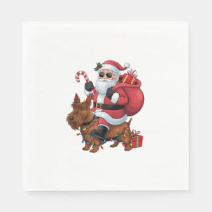 Kerstverlichting Santa Riding Scottish Terrier Dog Servet
