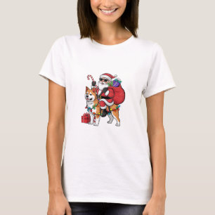 Kerstverlichting Santa Riding Shiba Inu Dog Christ T-shirt