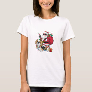 Kerstverlichting Santa Riding Shih Tzu Dog Kerstmi T-shirt