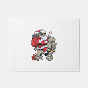 Kerstverlichting Santa Riding Standaard Poedel Hon Deurmat