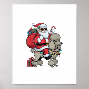 Kerstverlichting Santa Riding Standaard Poedel Hon Poster