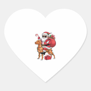 Kerstverlichting Santa Riding Vizsla Dog Kerstmis Hart Sticker