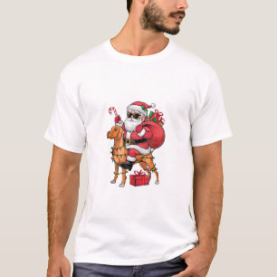 Kerstverlichting Santa Riding Vizsla Dog Kerstmis T-shirt