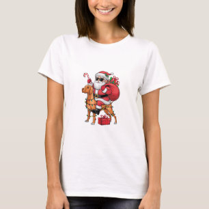 Kerstverlichting Santa Riding Vizsla Dog Kerstmis T-shirt