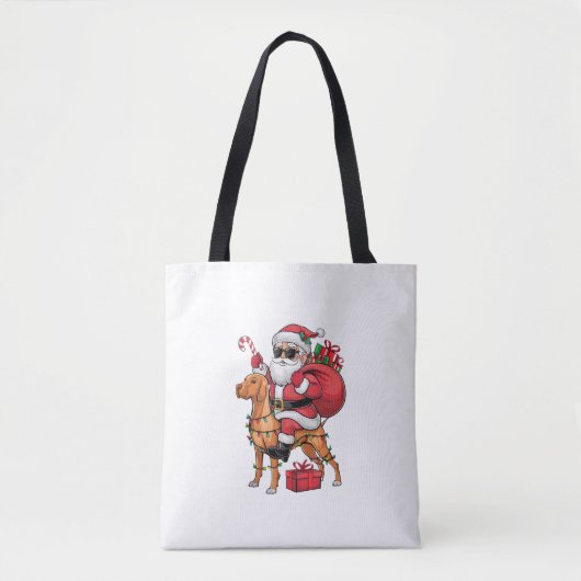 Kerstverlichting Santa Riding Vizsla Dog Kerstmis Tote Bag (Voorkant)