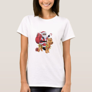 Kerstverlichting Santa Riding Wheaten Terrier Hond T-shirt