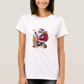 Kerstverlichting Santa Riding Yorkie Dog Kerstmis T-shirt (Voorkant)