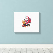 Kerstverlichting Santa Riding Yorkshire Terriër Ho Canvas Afdruk (Insitu (Houten vloer))