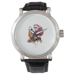 Kerstverlichting Santa Riding Yorkshire Terriër Ho Horloge