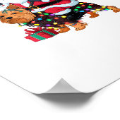 Kerstverlichting Santa Riding Yorkshire Terriër Ho Poster (Hoek)