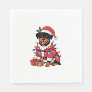 Kerstverlichting Santa Rottweiler Hondenkerst Servet