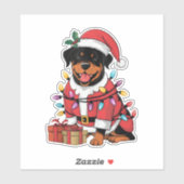 Kerstverlichting Santa Rottweiler Hondenkerst Sticker (Vel)