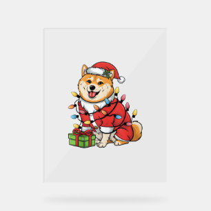 Kerstverlichting Santa Shiba Inu Dog Kerstmis Acryl Bord