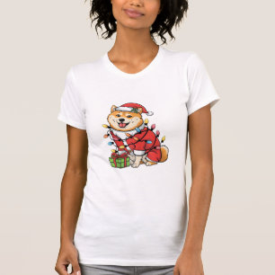Kerstverlichting Santa Shiba Inu Dog Kerstmis T-shirt