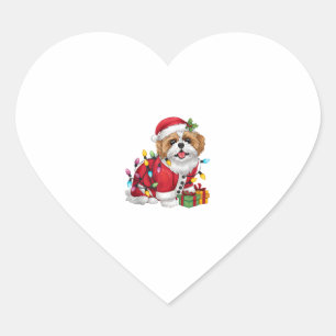 Kerstverlichting Santa Shih Tzu Dog Kerstmis Hart Sticker