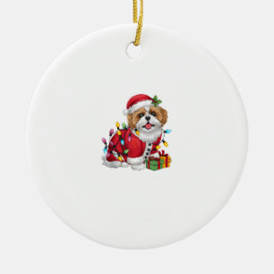 Kerstverlichting Santa Shih Tzu Dog Kerstmis Keramisch Ornament