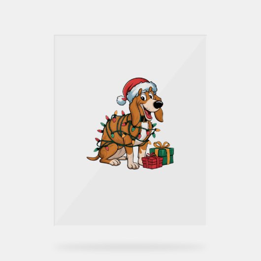 Kerstverlichting Santa Treeing Walker Coonhound Do Acryl Bord (Voorkant)