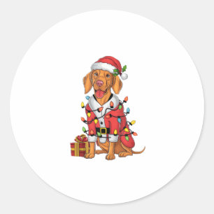 Kerstverlichting Santa Vizsla Hond Kerstmis Ronde Sticker