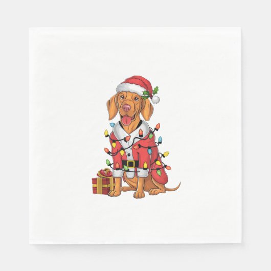 Kerstverlichting Santa Vizsla Hond Kerstmis Servet (Voorkant)