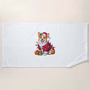 Kerstverlichting Santa Welsh Corgi Dog Christmas Strandlaken