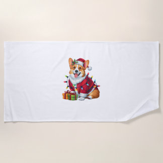 Kerstverlichting Santa Welsh Corgi Dog Christmas Strandlaken