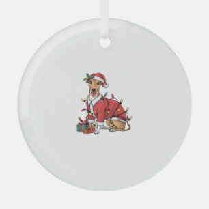 Kerstverlichting Santa Whippet Dog Kerstmis Glas Ornament