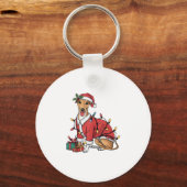 Kerstverlichting Santa Whippet Dog Kerstmis Sleutelhanger (Voorkant)