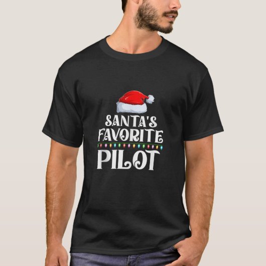 Kerstverlichting Santa's Favorieten Pilot Christma T-shirt (Voorkant)