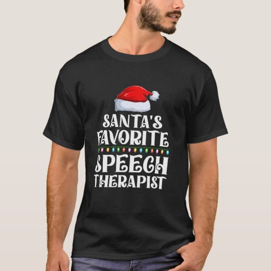 Kerstverlichting Santa's Favorieten Speech Therapi T-shirt (Voorkant)