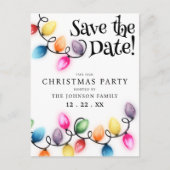 Kerstverlichting Save The Date Holiday Party Briefkaart (Voorkant)